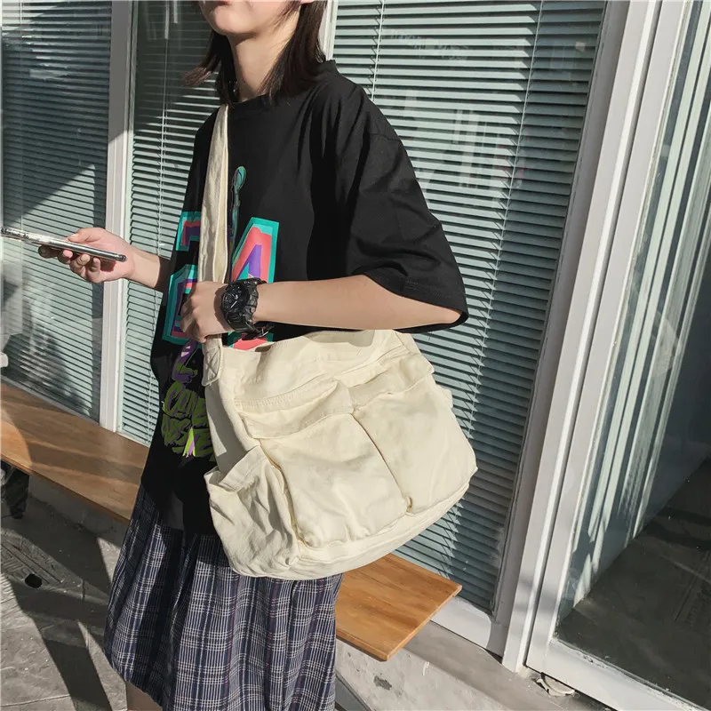 G FAVOR Canvas Shoulder Bag Regular Unisex Multicolor-5