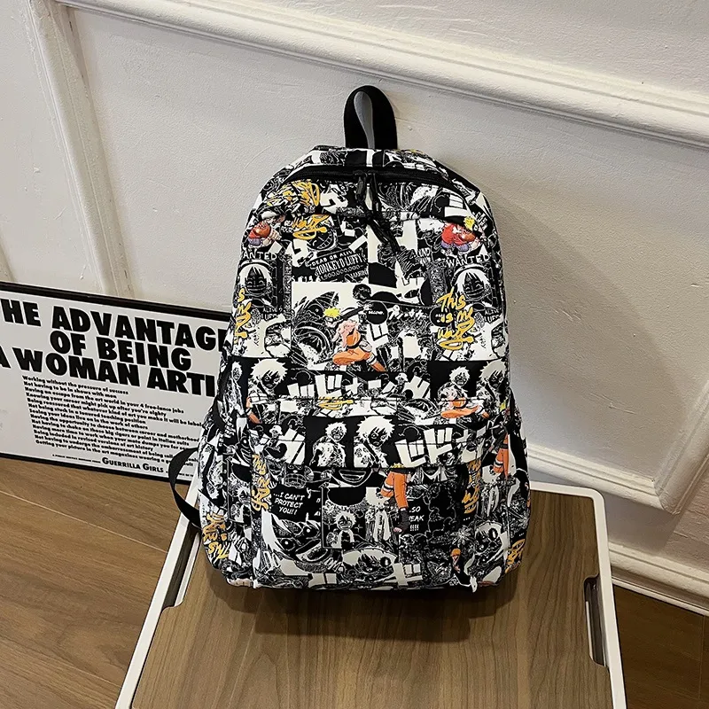 G FAVOR Nylon Backpack Unisex Black White/Blue White-1