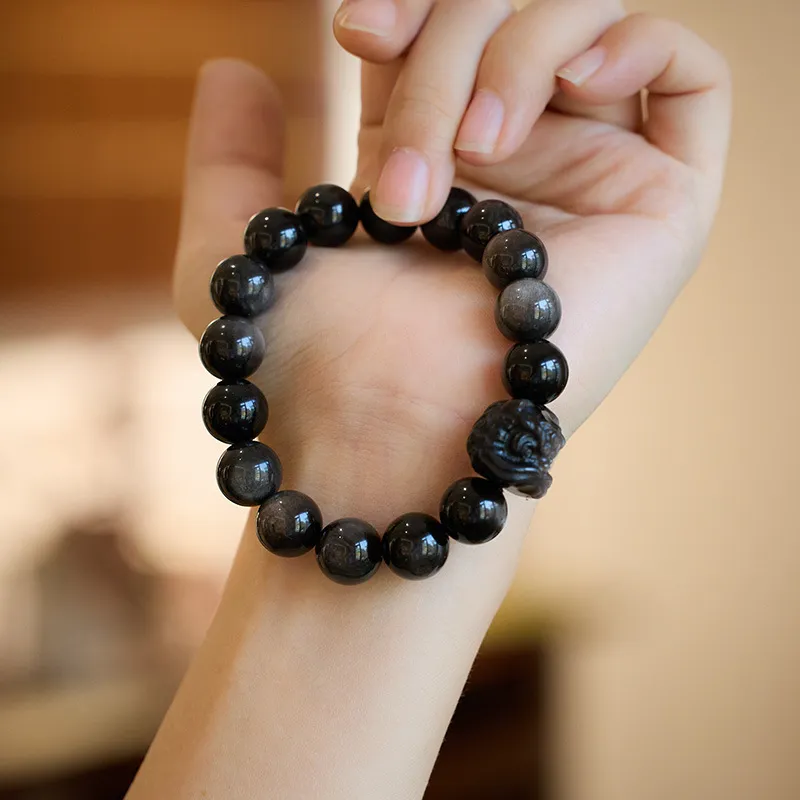 Happy Tide Obsidian Bracelets Unisex-5