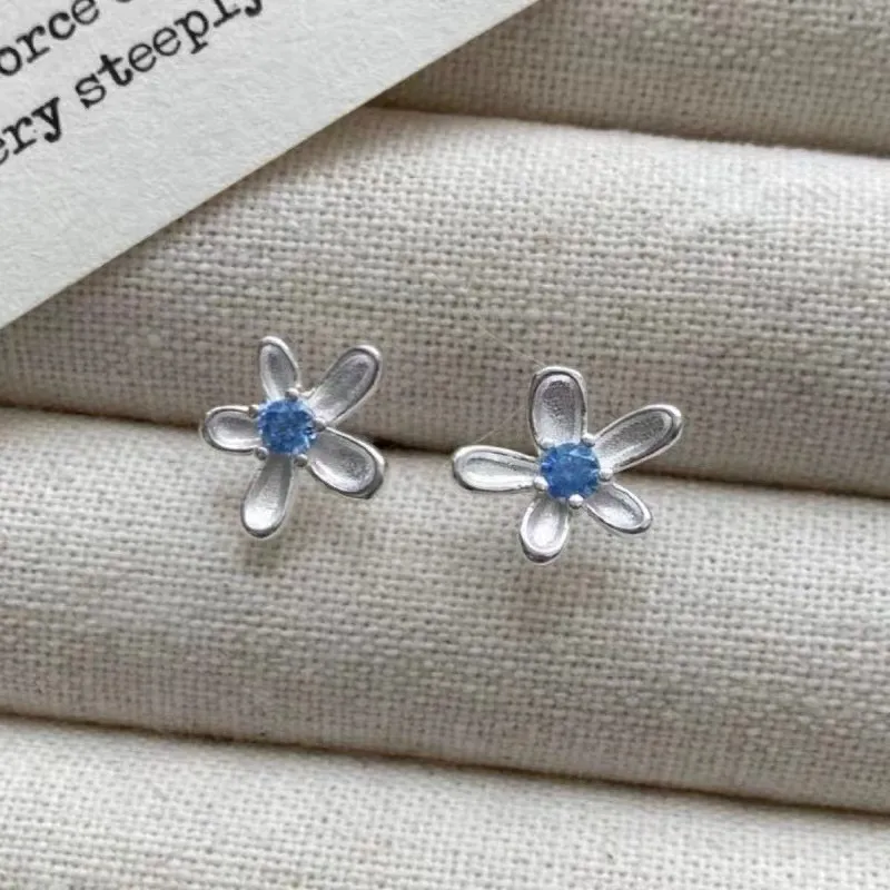 Happy Tide S999 Zircon Stud Earrings Women's-4