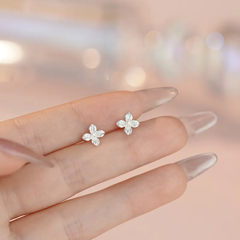 Happy Tide S999 Fine Silver Stud Earrings Women's-3