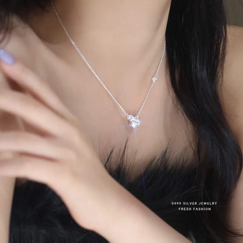 Happy Tide S 999 Fine Silver Necklaces Women's-2
