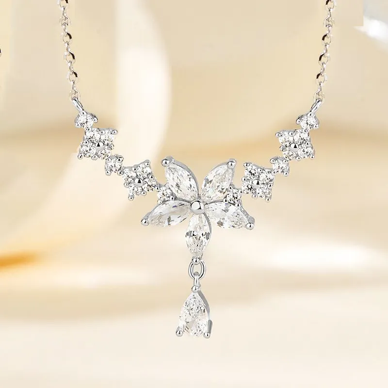 Happy Tide 925 Sterling Silver Necklaces Women's White Gold Rose Gold-1