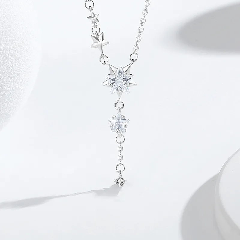 Happy Tide 925 Sterling Silver Necklaces Women's White Gold-3