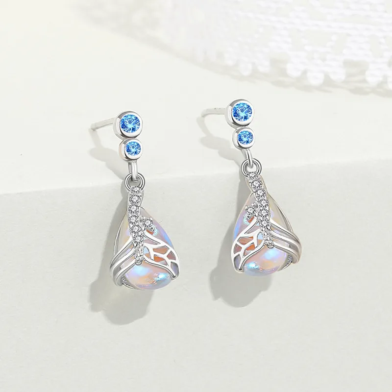 Happy Tide Moonstone Stud Earrings Women's-2