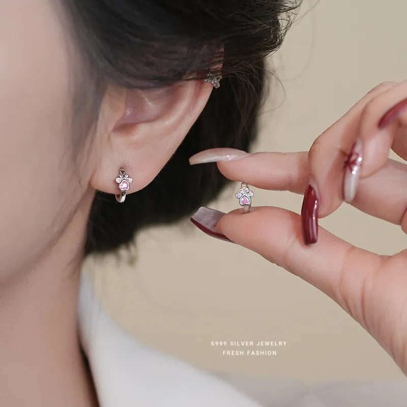 Happy Tide S 999 Fine Silver Earrings Women's-4