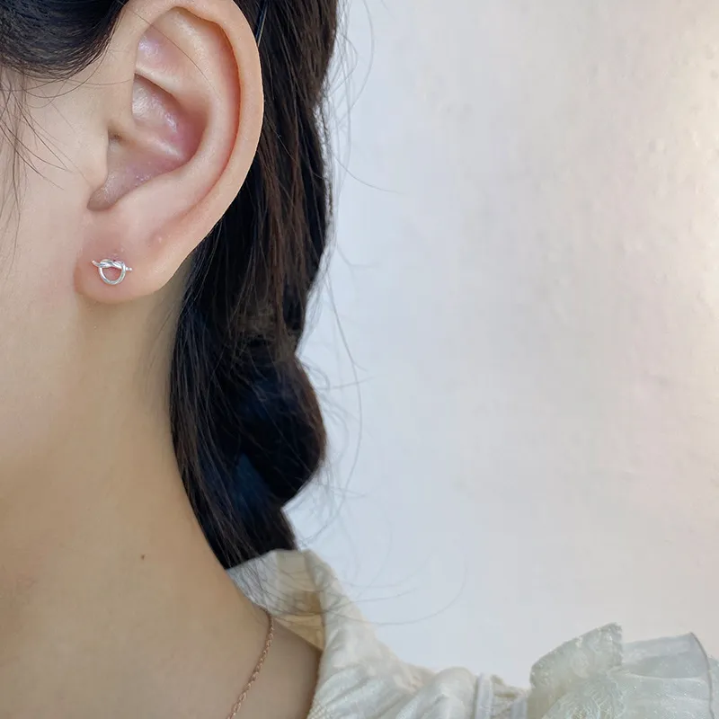 Happy Tide S999 Fine Silver Stud Earrings Women's-2