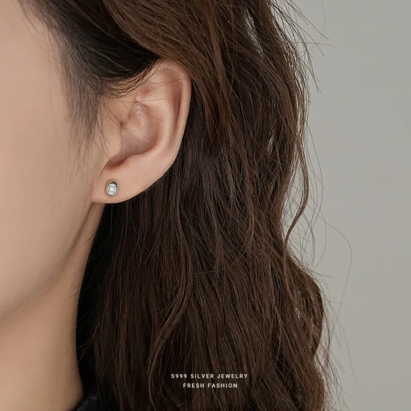 Happy Tide S 999 Fine Silver Stud Earrings Women's-1