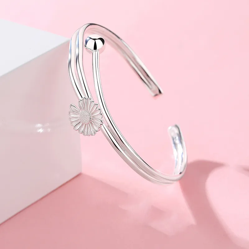 Happy Tide 999 Fine Silver Sterling Silver Bracelets Women's Silver-2