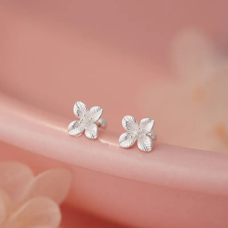 Happy Tide S999 Fine Silver Stud Earrings Women's-4
