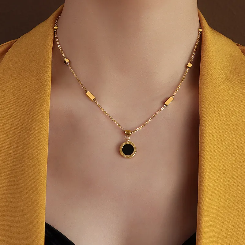 Happy Tide Titanium Steel Necklaces Women's-7
