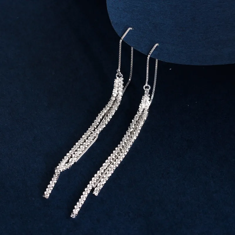 Happy Tide S925 Silver Drop Earrings Women's-4