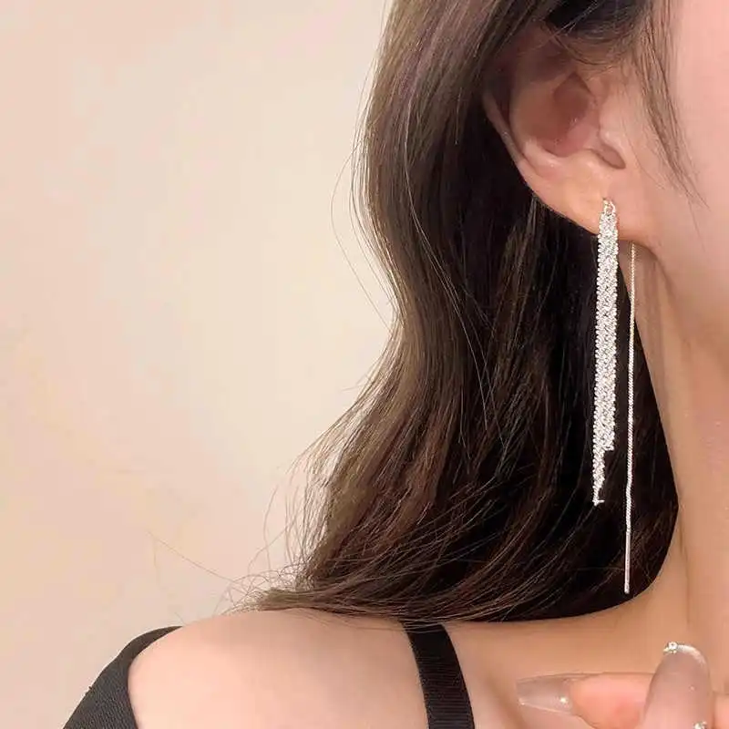 Happy Tide S925 Silver Drop Earrings Women's-3