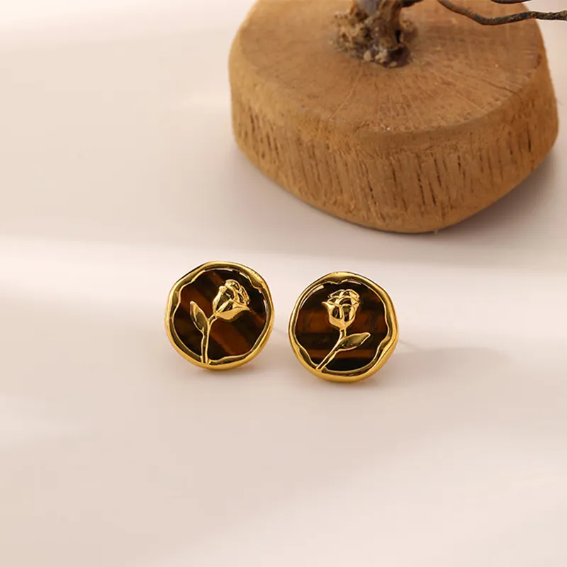 Happy Tide Alloy Stud Earrings Women's-3