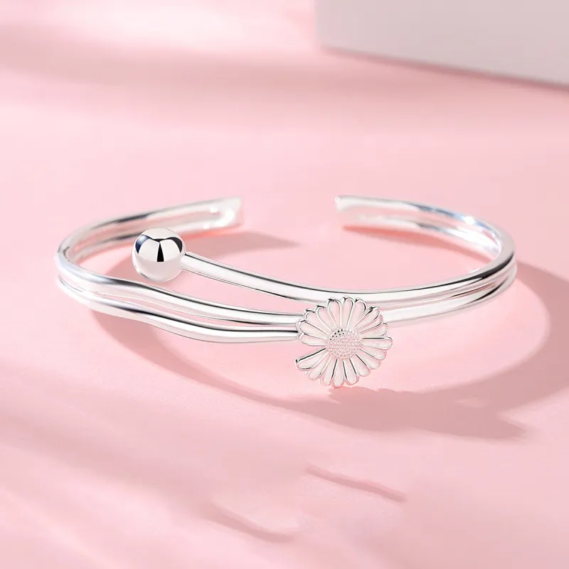 Happy Tide 999 Fine Silver Sterling Silver Bracelets Women's Silver-4