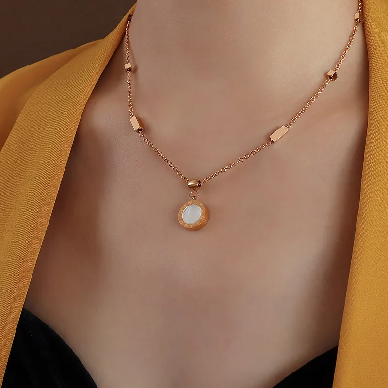 Happy Tide Titanium Steel Necklaces Women's-8