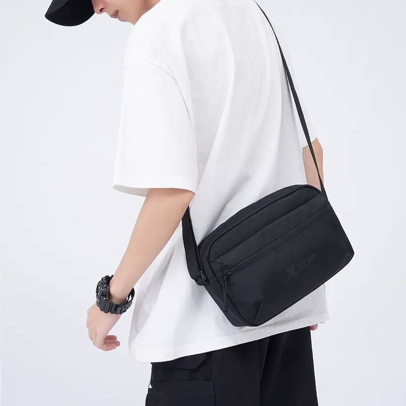 XTEP Fabric Crossbody Bag, Shoulder Bag Regular Men's Black-3