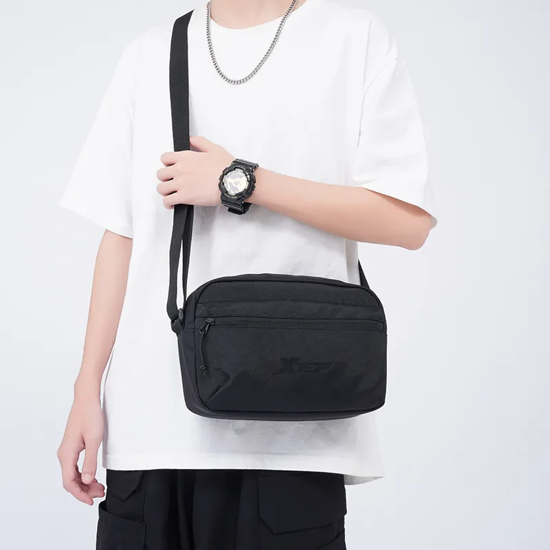 XTEP Fabric Crossbody Bag, Shoulder Bag Regular Men's Black-1