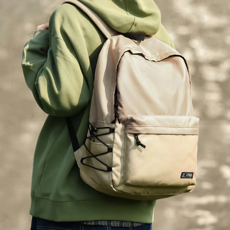 XTEP Polyester Backpack Regular Unisex Beige Black-2