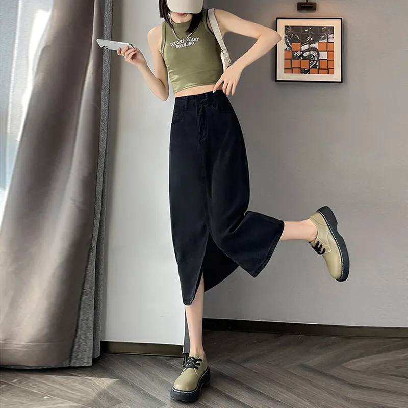Jean West Denim Long Skirts Women's-5