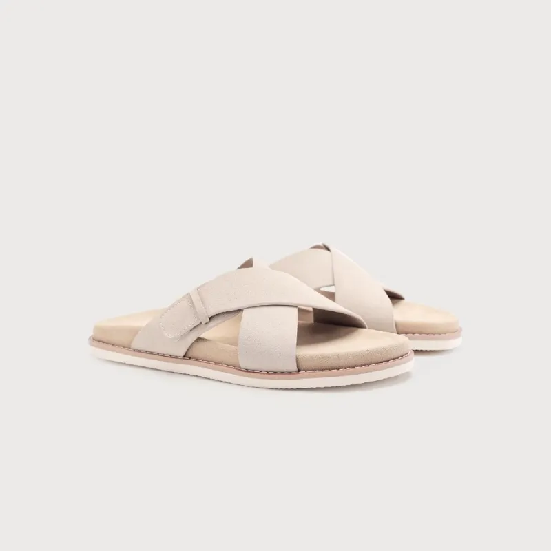 Voguhomme Rubber Sole Slip Resistant Slide Slippers Men's Apricot-2