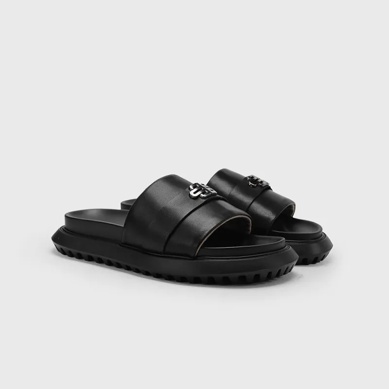 Voguhomme Rubber Foam Outsole Slip Resistant Slide Slippers Men's Black-1