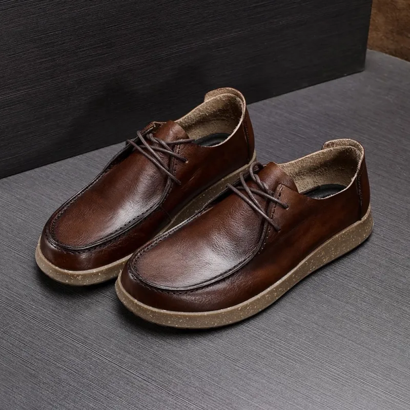 Voguhomme Men's Casual Shoes Men Low Top Brown-2