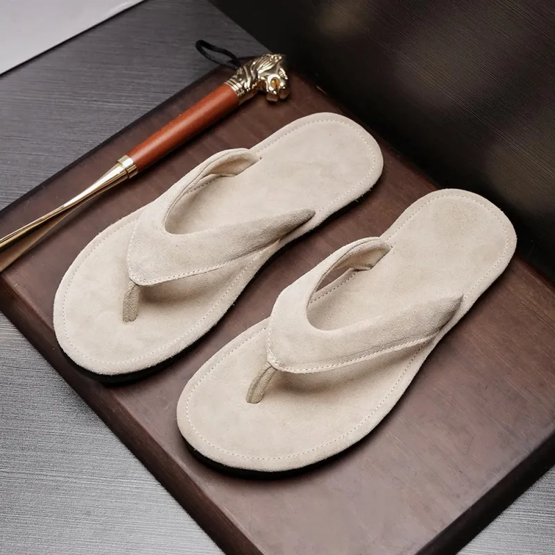 Voguhomme Abrasion Resistant Slip Resistant Flip Flops Men's Apricot-3