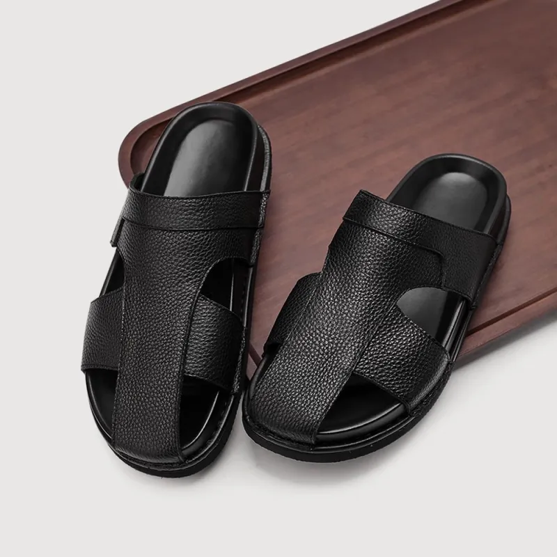 Voguhomme Abrasion Resistant Closed Toe Slippers Men's Black-1
