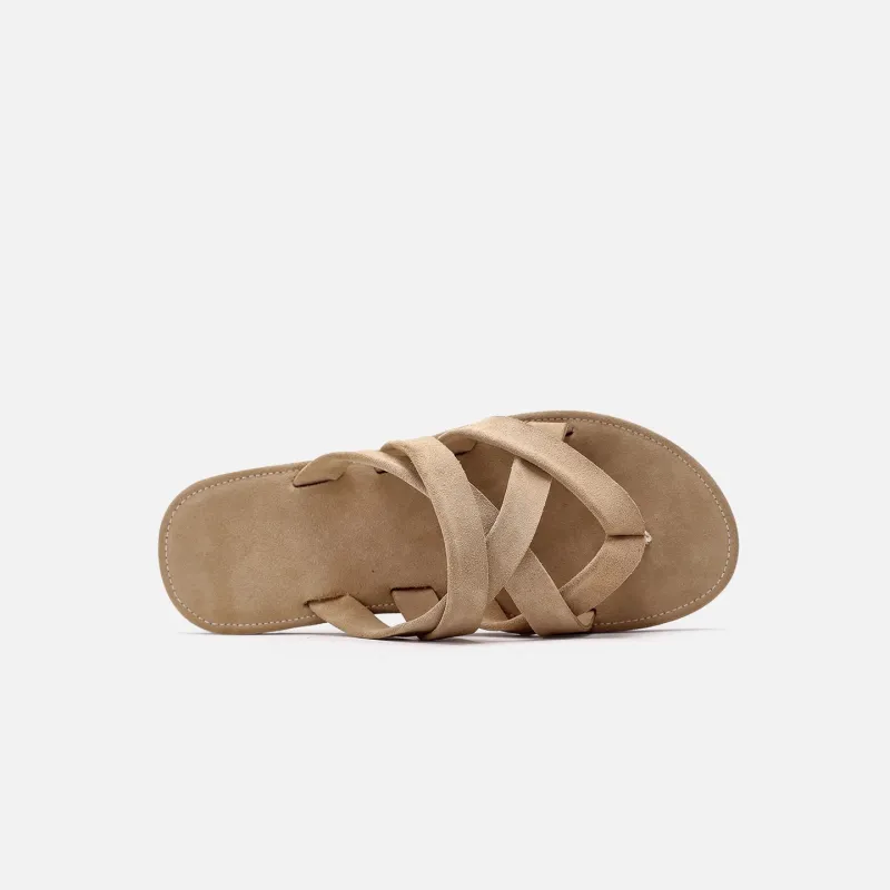 Voguhomme Rubber Sole Slip Resistant Flip Flops Men's Apricot-3