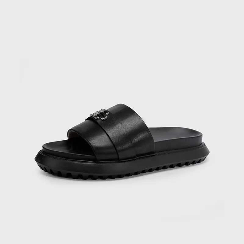 Voguhomme Rubber Foam Outsole Slip Resistant Slide Slippers Men's Black-3