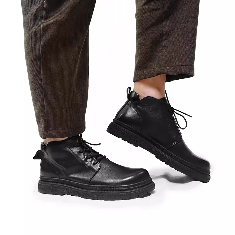 Voguhomme Short Martin Boot Medium Heel Men's Black-5