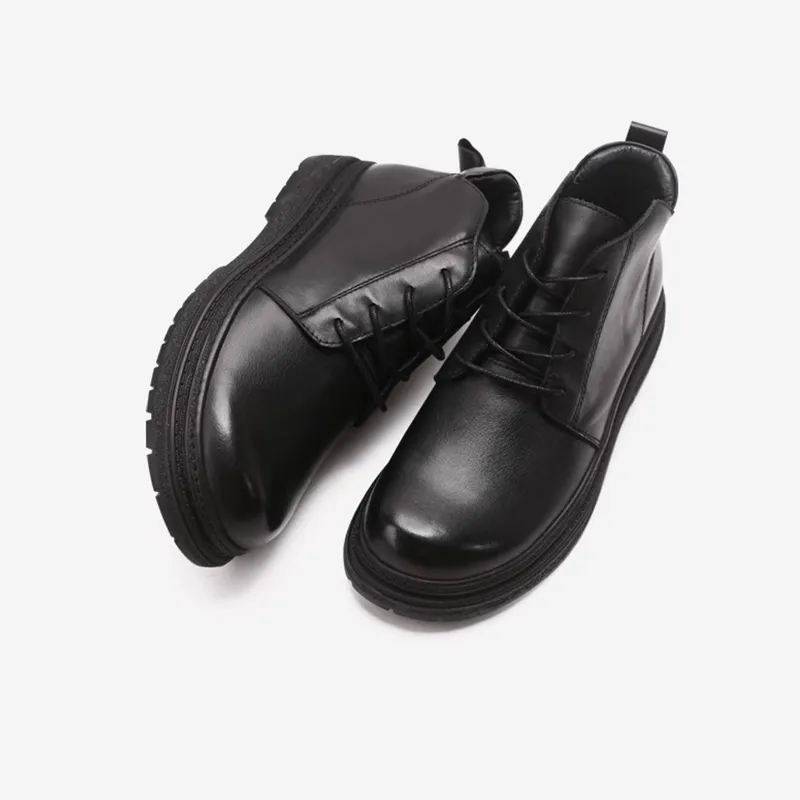 Voguhomme Short Martin Boot Medium Heel Men's Black-4