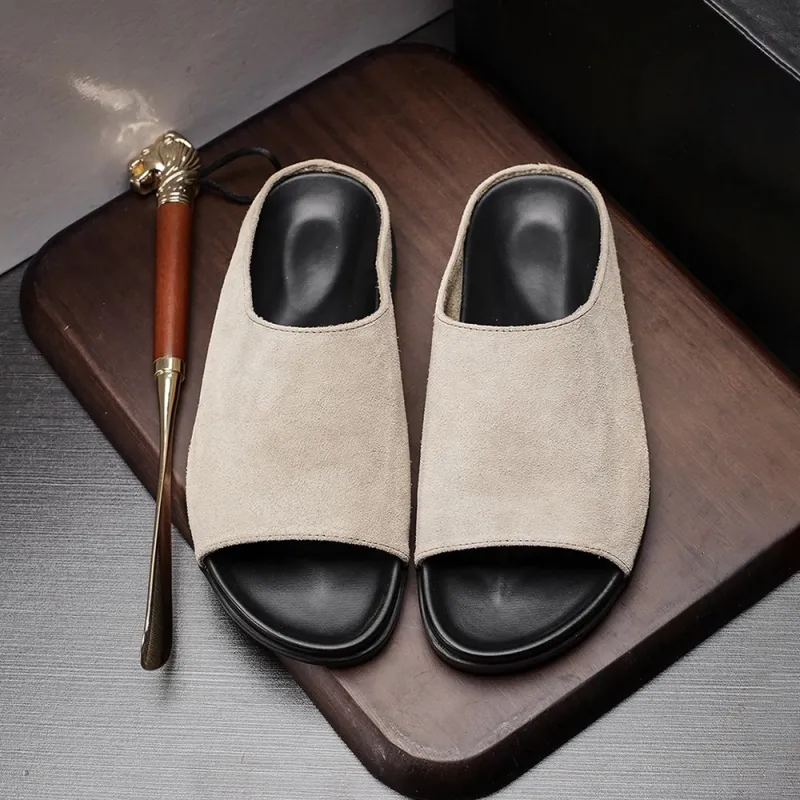 Voguhomme Slip Resistant Slide Slippers Men's Apricot-5