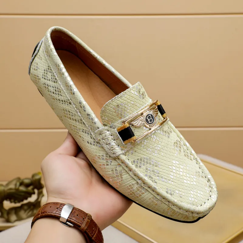 Voguhomme Casual Shoes Men's Silver Yellow-5