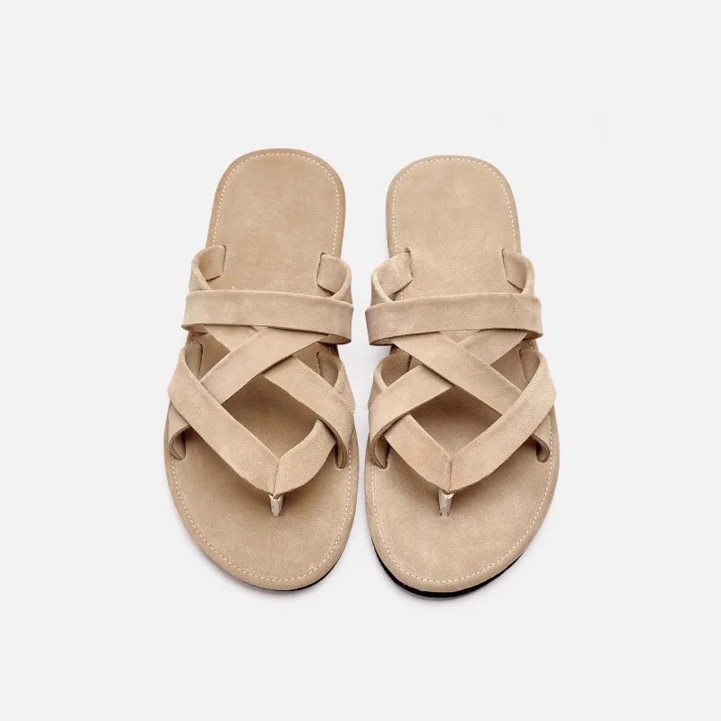 Voguhomme Rubber Sole Slip Resistant Flip Flops Men's Apricot-1