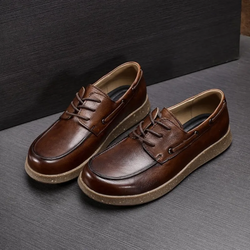 Voguhomme Men's Casual Shoes Men Low Top Brown-3