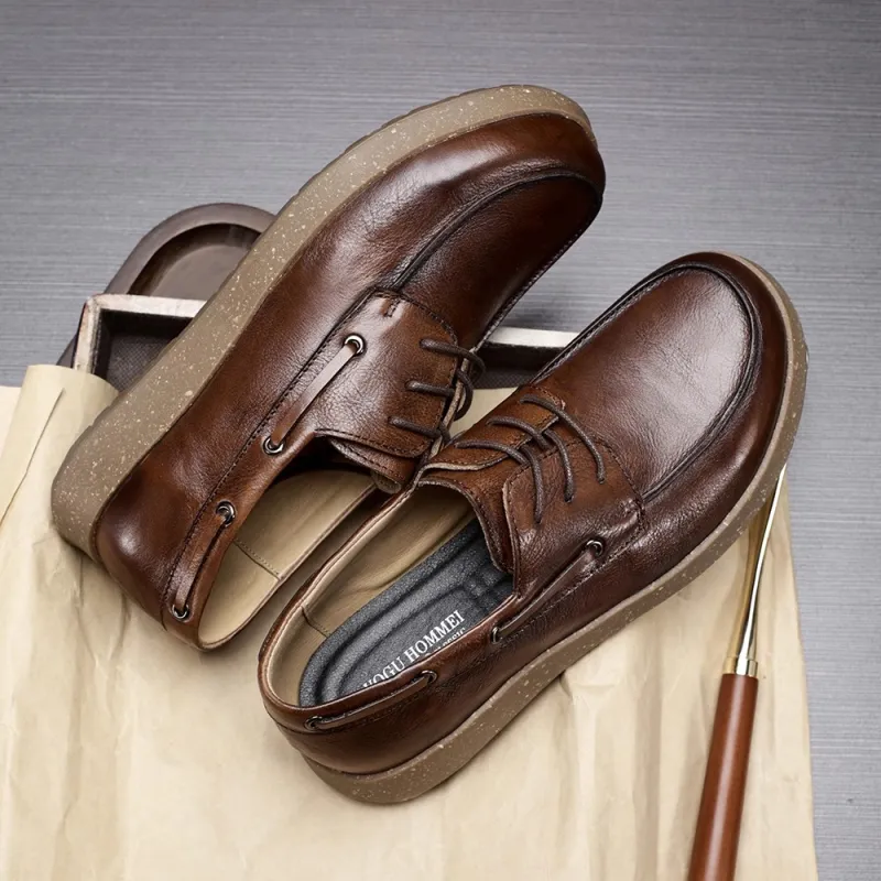 Voguhomme Men's Casual Shoes Men Low Top Brown-1