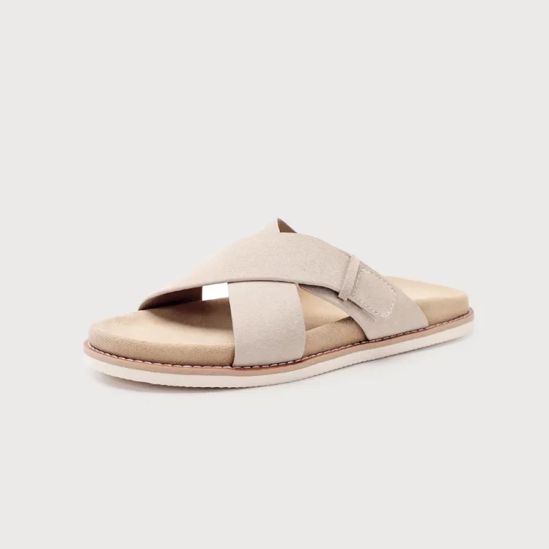 Voguhomme Rubber Sole Slip Resistant Slide Slippers Men's Apricot-1