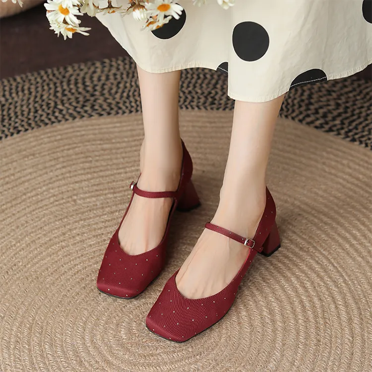 Beijiani Chunky Heel High Heels 6cm Women's-4