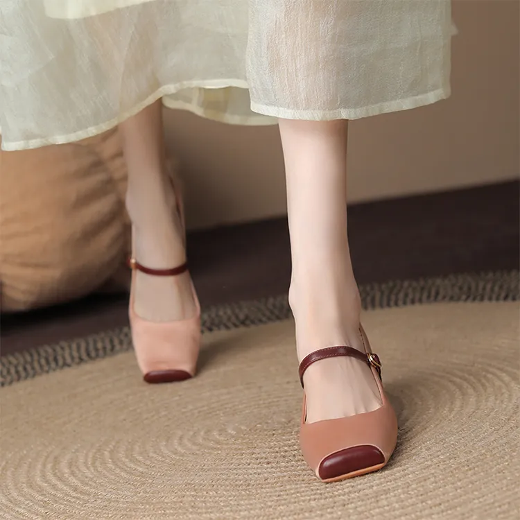 Beijiani Chunky Heel High Heels 5.5cm Women's-4