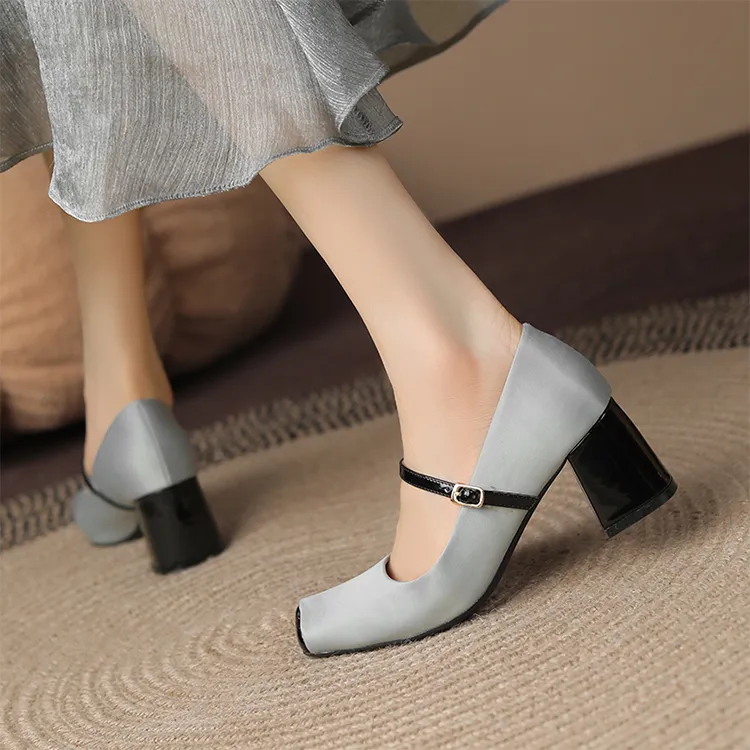 Beijiani Chunky Heel High Heels 5.5cm Women's-10