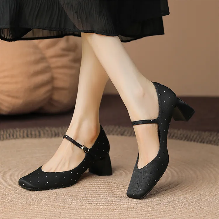 Beijiani Chunky Heel High Heels 6cm Women's-12