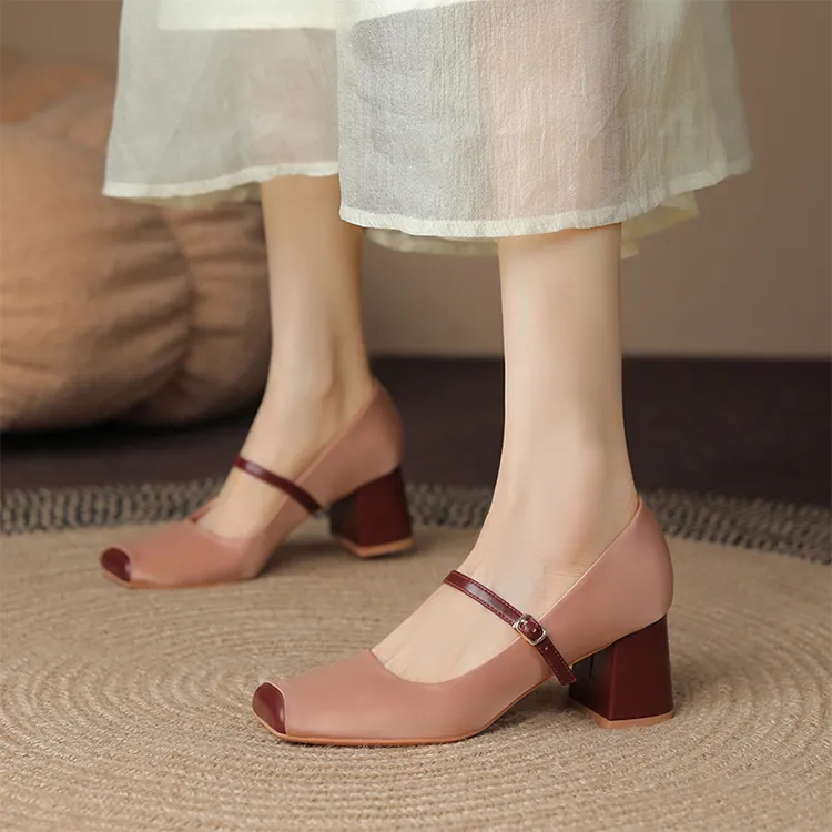 Beijiani Chunky Heel High Heels 5.5cm Women's-3