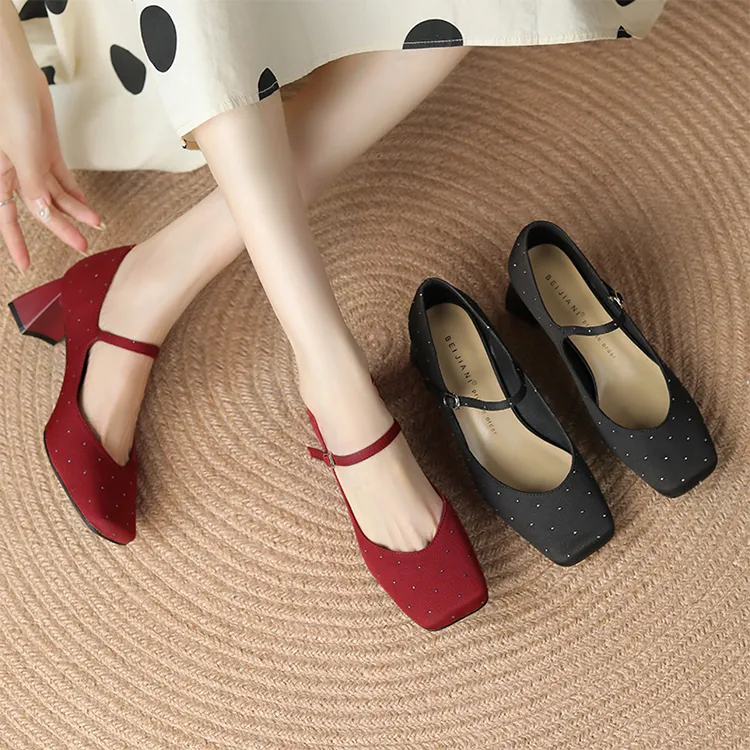 Beijiani Chunky Heel High Heels 6cm Women's-2