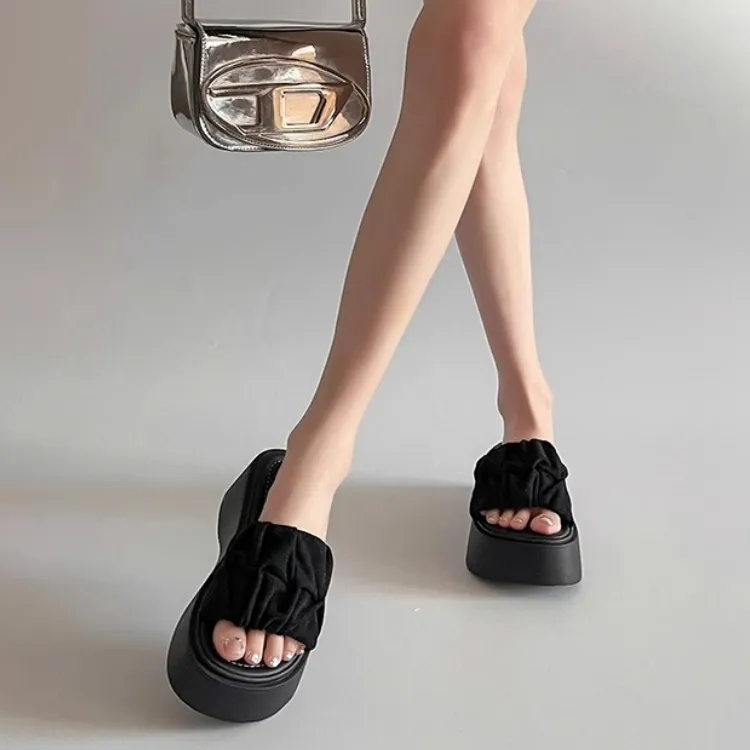 SHUXI Slide Slippers Women's Black/Yellow/Beige/Pink-7