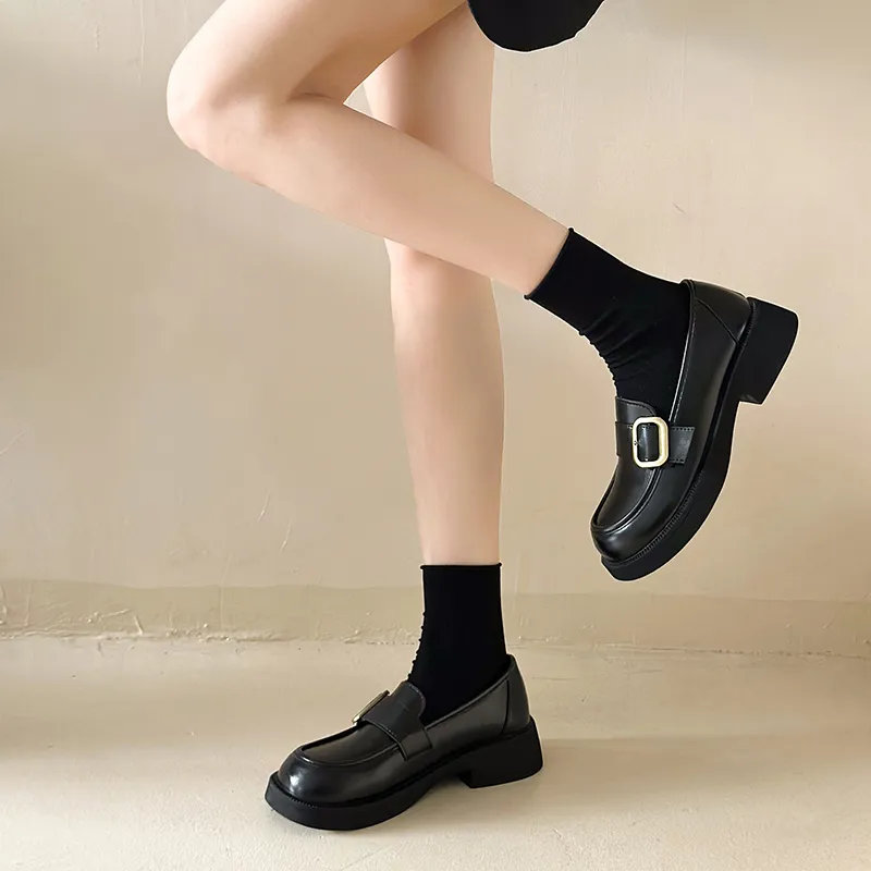 SHUXI Loafers Women's Black Glossy/Black Matte-12