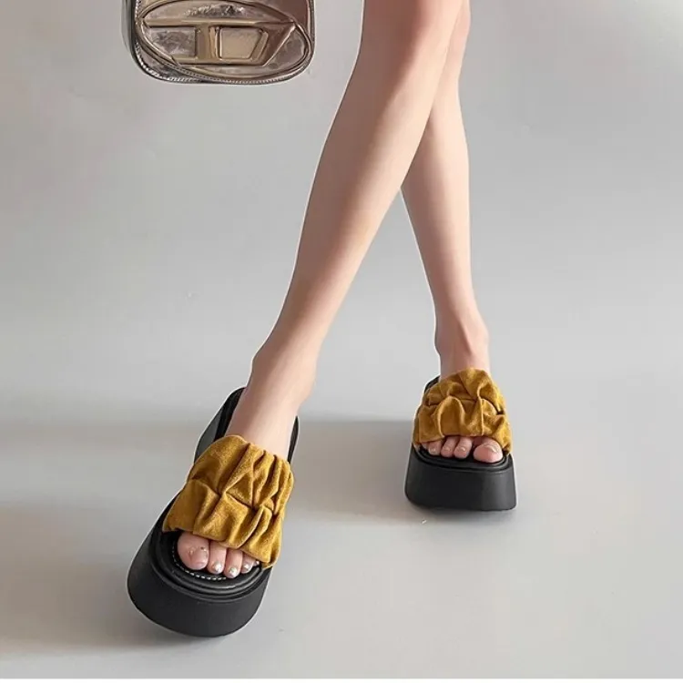 SHUXI Slide Slippers Women's Black/Yellow/Beige/Pink-17