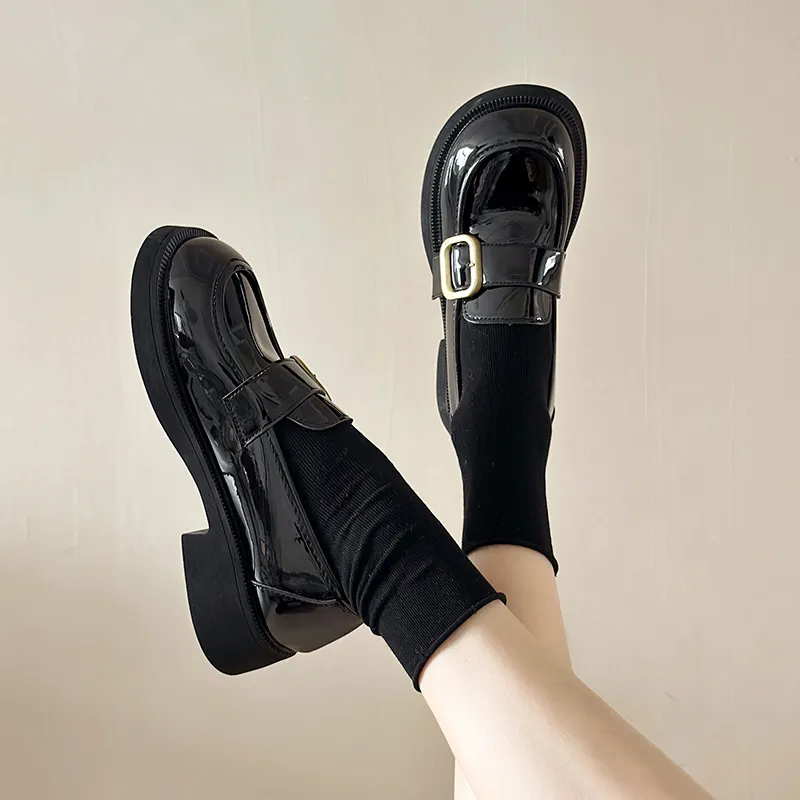 SHUXI Loafers Women's Black Glossy/Black Matte-6