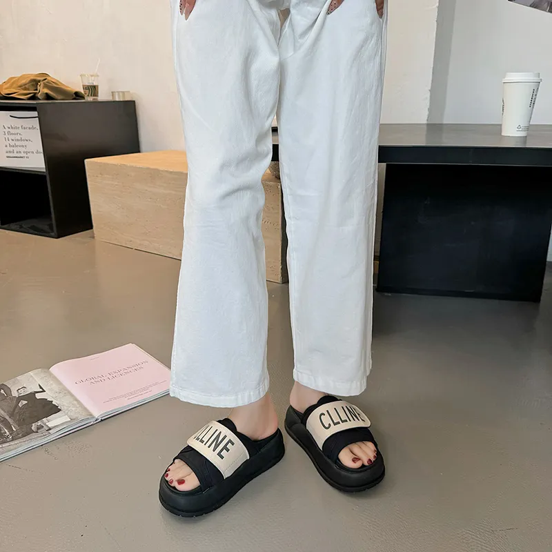 SHUXI Stitching Slip Resistant Slide Slippers Women's Black-7